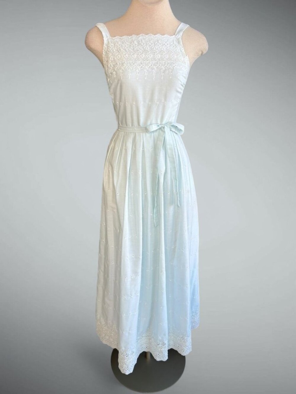 Lanz Originals Vintage 60s Light Blue Fairycore Embroidered Eyelet Sundress